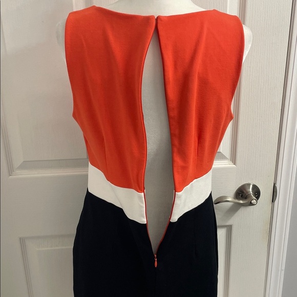 Vince Camino Colorblock Sleeveless Dress - Orange/Black/Cream Crew Neck Size 10 - Picture 5 of 11